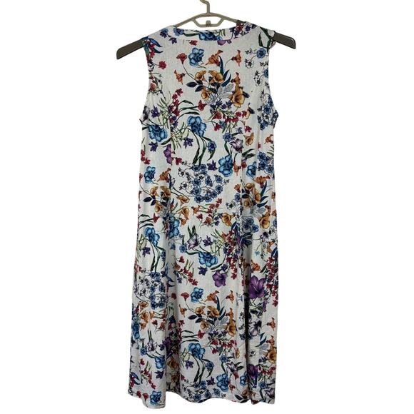 Chadwicks of Boston Petite Large Sleeveless Midi Maxi Dress Linen Blend Floral - Picture 2 of 7